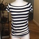 Isabel Maternity  Blue and White Strip Blouse Photo 0