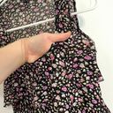 EXPRESS  Black Purple Floral Mesh Tiered Ruffle Sleeveless Y2K Tank Blouse Top S Photo 4