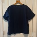 Buttons Navy Blue & White Spring & Summer Blouse with Offset —Size 5XL Photo 1