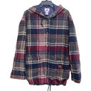 CRAZY HORSE  Jacket Hooded Alpaca Wool Blend Button Up Plaid Size Small Photo 0