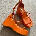 SheIn Square Toe Strappy Chunky Wedge Sandal Orange Photo 0