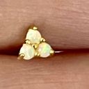 Anthropologie 18K/925 Micro Mini Opal Lotus Screw Back Stacked Earring Photo 2