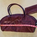 Estée Lauder  plum Microsuede 18” satchel/tote bag with matching make-up bag Photo 3