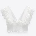 ZARA WHTE RUFFLED BLOUSE CROP TOP XS Photo 5