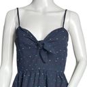 Blue Rain  Fit & Flare Dress Navy Blue Multicolor Swiss Dot Tie Front Sleeveless Photo 3