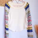 Free People , New Fairground Ivory Thermal Knit Sweater Sleeve Top Size Medium Photo 1