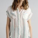 Thread and Supply  Margot Linen Short Sleeve Button Front Shirt Size Medium Photo 0