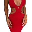 Crochet Maxi Cut Out Dress Red Size M Photo 0