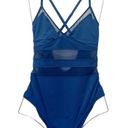 Bleu Rod Beattie  Mesh-Trimmed Cross-Back One-Piece Swimsuit Marine Blue Size 10 Photo 1