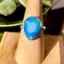 Aura Marine Blue  Druzy Solid Sterling Silver Ring 8.5 Photo 1