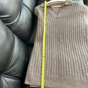 Weekday Husky V Neck Chunky Ribbed Knit Sweater Dress in Oat Brown Photo 8