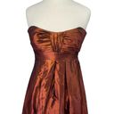 Badgley Mischka  Strapless Fit & Flare Mini Dress Iridescent Taffeta Pleated 8 Photo 6