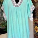 American Vintage VTG 70’s Terrycloth Aqua with white Lace trim Bohemian top! OSFM. Photo 0