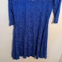 Lace Skater Dress Blue Illusion Neckline Size L Photo 4