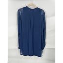 Vince  Dress Women Small Navy 100% Silk Long Sleeve Short V Neck Minimalist Photo 2