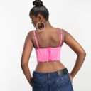 ASOS Design Pink Festival Velvet Corset Top with Rhinestone Fringe Photo 1