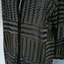 Peck & Peck  Women's Black Tribal Print Sheer Button Down Shirt Size L Photo 1