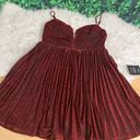 Lulus Shine Tonight Red Sparkly Pleated Skater Dress new year’s Size L Photo 8