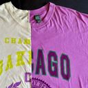 Wild Fable Oakland Chicago Split T Shirt Womens Medium Beige Purple Short Sleeve Baggy Photo 1