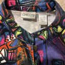 Chico's  Jacket Womens Medium 1 Colorful Abstract Button Up Wearable Artsy Boho Photo 1