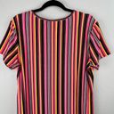 Brooks Bobbie  Multi-Color Knee Length Rainbow Striped T-Shirt Shift Dress XL Photo 9