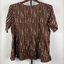 Krass&co Naturals by D & . Brown Linen Blend Peplum Short Sleeve Blouse Photo 6