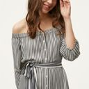 The Loft "" IVORY BLACK OFF-SHOULDER STRIPED SHIFT SHIRT DRESS SZE: M NWT Photo 2