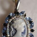 Ralph Lauren  .925 Stamped Faux Blue Topez/Sapphire Cameo Pendant Necklace Photo 3