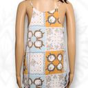 Joie  Patchwork Handkerchief Patterned Satin Tank Top Floral White Yellow Blue XS Photo 3