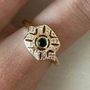 Madewell NWOT  gold toned cubic zicronia ring with emerald green CZ stone Photo 1