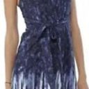 Patagonia Kiawah Island Dress L Blue Tie Dye Racer Back Front Tied Knee Length Photo 1