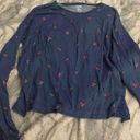 PINK - Victoria's Secret Pink Long Sleeve Blue Cherry Shirt  Photo 0