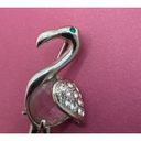 Vintage silver tone flamingo brooch pin rhinestone pink crystal unsigned Photo 2