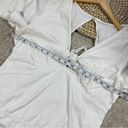 Abercrombie & Fitch  V-Neck Bodysuit Tie Front Smocked Linen Blend White Size XL Photo 13