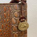 Brahmin Vintage  Pecan Toasted Almond  Embossed Croc Leather Shoulder Purse Bag Photo 11