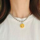 Handmade smiley funky kawaii y2k grunge style big ball chain necklace💛 Photo 0