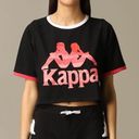 Kappa  Authentic Sand Caraff Black Red Cropped Crewneck Graphic Logo T-Shirt NWT Photo 0