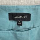 Talbots  Skirt Size 4 Blue Linen Floral Embroidered A-Line Pleated Cottagecore Photo 2