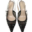 Christian Dior Dior J'Adior Multicolor Velvet Polka Dot Black Mesh Pointed Logo Slingback Pumps Photo 2