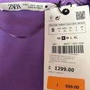 ZARA  NWT Purple Satin Plunge Collared Long Sleeve Flowy Mini Wrap Dress Size S Photo 2