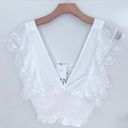 ZARA WHTE RUFFLED BLOUSE CROP TOP XS Photo 7