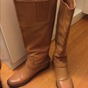 American Eagle Tan Double Buckle Full Zip Up Leather Riding Boots Photo 0