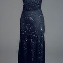 Adrianna Papell Beaded Navy Blue Evening Gown Maxi Dress Womens Small 4 Photo 4