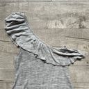 American Eagle  Outfitters Gray Ribbed One Shoulder Ruffle Hem Lightweight Dress Photo 1