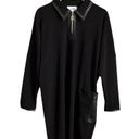 Joseph Ribkoff NEW  Leatherette Accent Black Relax Fit Long Sleeve Dress Size 10 Photo 4