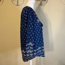 Style & Co NWT!  Desert Wind Bohemian Navy Peasant Style Blouse Petite Small Photo 3