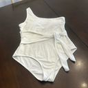 One Piece White one shoulder, , bathing, suit, size large decorative belt Photo 0