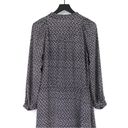 Rebecca Taylor  Long Sleeve Silk Shirt Dress Static Print Navy Lilac 8 Photo 9