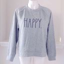 Rae Dunn  Sweatshirt “HAPPY” Heather Grey Long Sleeve Loungewear Size M NWT Photo 4