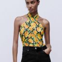 ZARA NWT   Twist Neck Floral Halter Top Bodysuit Small Photo 1